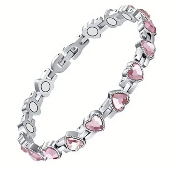 d'Vine Products Jewelry - Pink Heart Shaped Lymphatic Magnetherapy 3500 Gauss Magnet Adjustable Bracelet